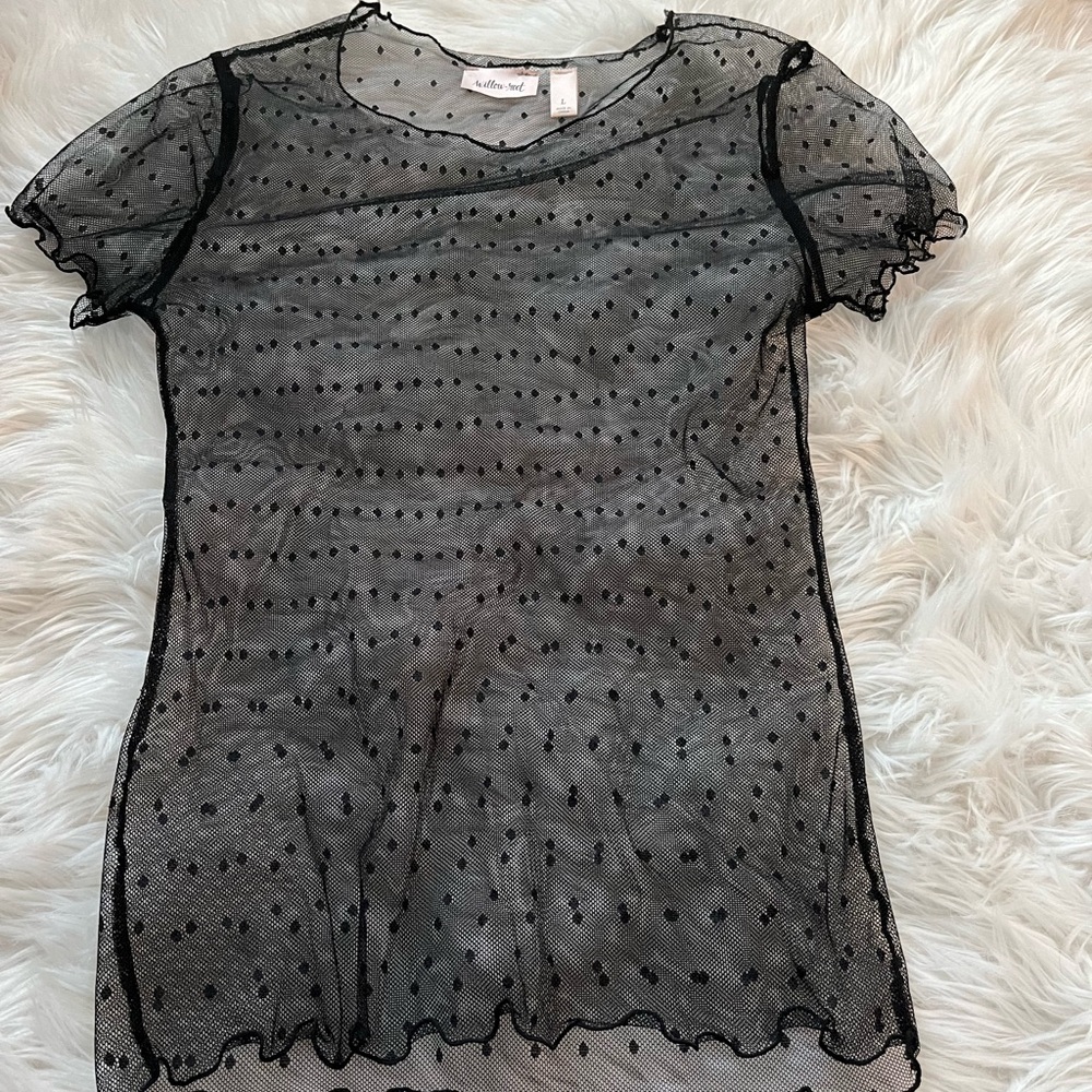Sheer top with dots